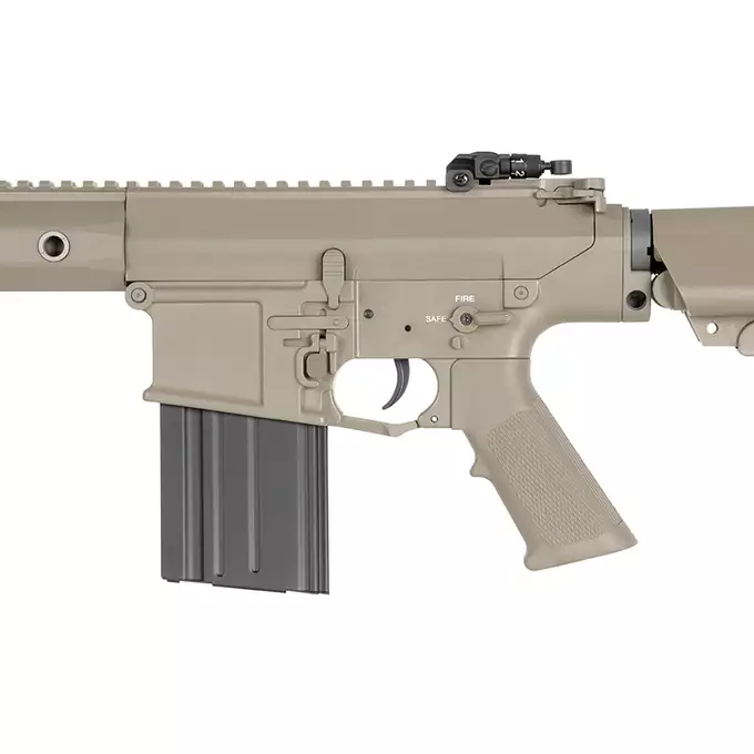 [Zestaw] Replika Airsoftowa EC-903 Edycja Advanced (ulepszony gearbox, programowalny ETU) - Dark Earth [E&amp;C] + Magazynek Mid-Cap Lancer L7AWM 7.62 na 180 kulek do AR-10/SR-25 [EMG]