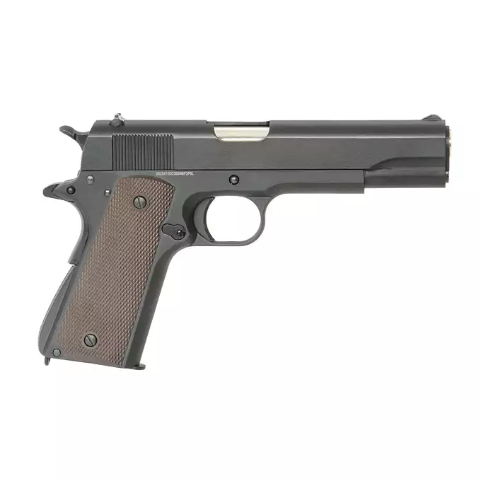 [Zestaw] Replika pistoletu 1911 z systemem Gas Blowback (GBB) - Black [Golden Eagle] + Standard Performance Green Gas 500ml [Nimrod]