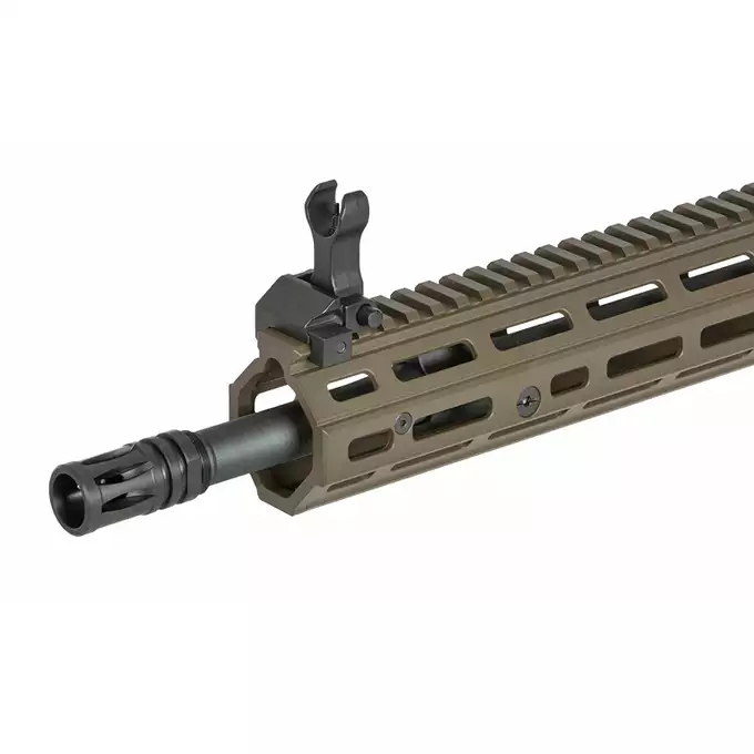 [Zestaw] Replika gazowa karabinka Daniel Defense DDM4 MK18 RIII 12.5 Lightning Serie - Brown [EMG] + 30-kulkowy gazowy magazynek treningowy Lancer L5AWM 5.56 - niebieski [EMG]