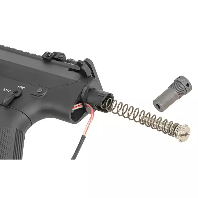 [Zestaw] Replika Airsoftowa EC-901 Edycja Advanced (ulepszony gearbox) - Black [E&amp;C] + Teleskopowy dwójnóg na szynę R.I.S. [WELL]