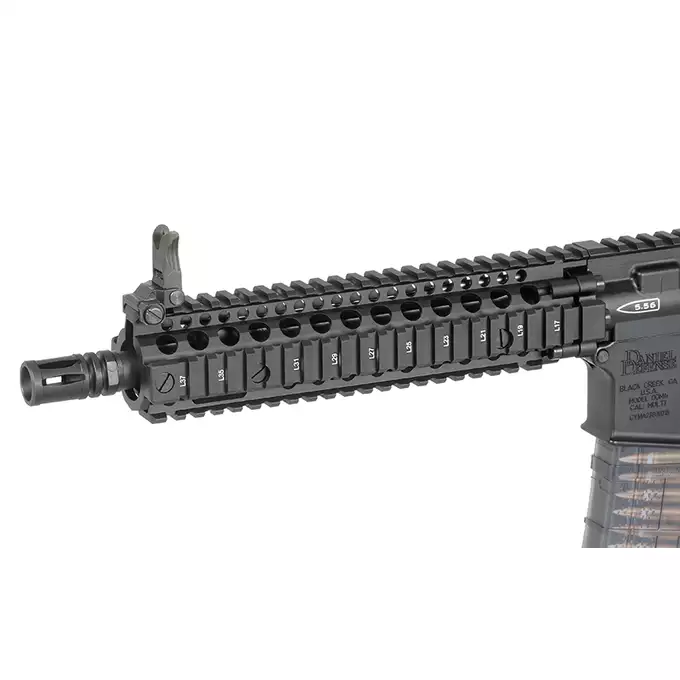 [Zestaw] Replika Gazowa Karabinka Daniel Defense DDMK18 - Black [EMG] + 30-kulkowy gazowy magazynek treningowy Lancer L5AWM 5.56 - niebieski [EMG]