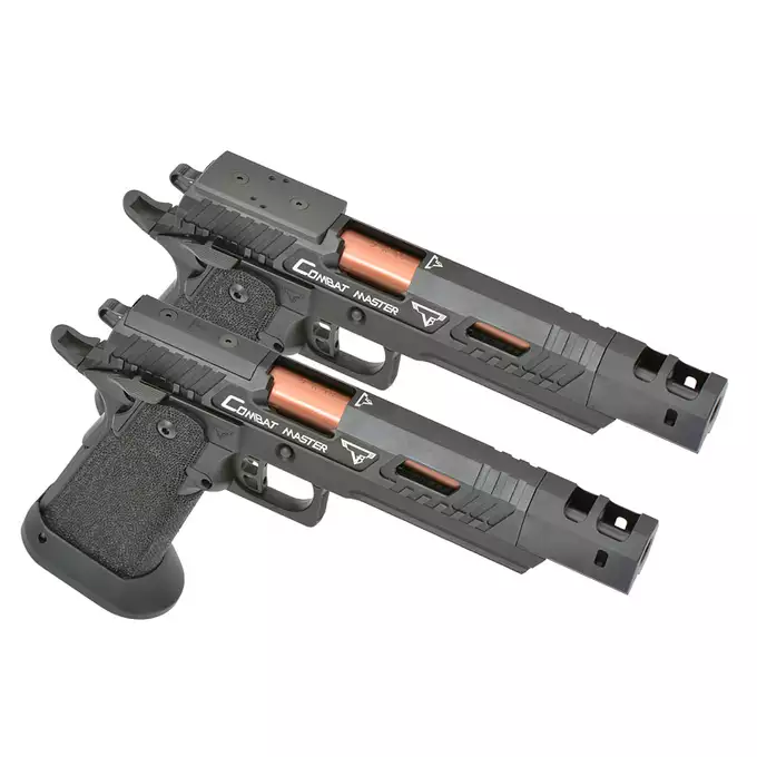 [Zestaw] Replika pistoletu TTI Combat Master Alpha - Black [JAG Arms] + Długi magazynek do modeli Hi-Capa R501/R603/R604 - Silver [JAG Arms]