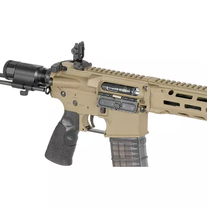 [Zestaw] Replika Daniel Defense DDM4 PDW SBR ESHOOTER ETU - FDE [EMG] + Polimerowy magazynek STRIKE MAG 210 kulek do M4/AR15 - TAN [EMG]