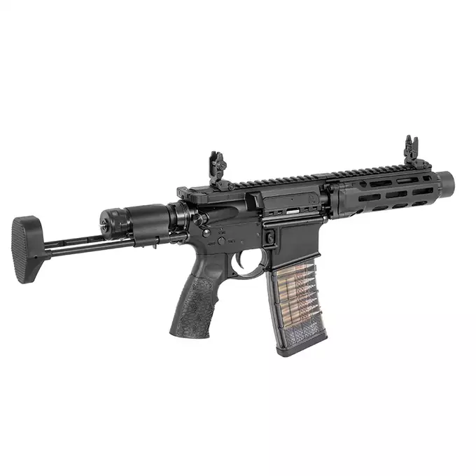 [Zestaw] Gazowa replika Daniel Defense DDM4 CQB PDW - Black [EMG] + 30-kulkowy gazowy magazynek treningowy Lancer L5AWM .300 BLK - niebieski [EMG]