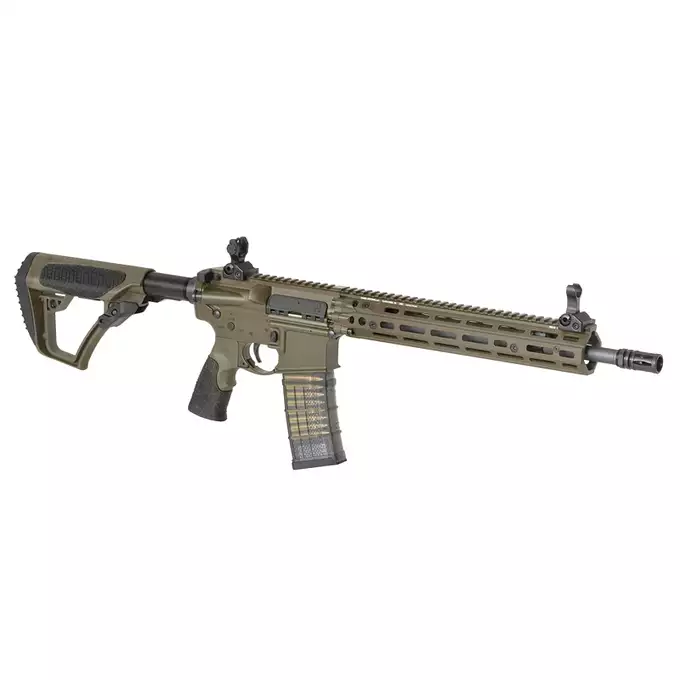 [Zestaw] Replika gazowa karabinka Daniel Defense DDM4 MK18 RIII 12.5 Lightning Serie - Brown [EMG] + 30-kulkowy gazowy magazynek treningowy Lancer L5AWM 5.56 - niebieski [EMG]