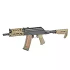 [Zestaw] Replika Strike Industries AK-TRAX CQB ETU Eshooter - Tan [EMG] + Stalowy Mid-Cap na 140 kulek do AK74 - Black [BattleAxe]