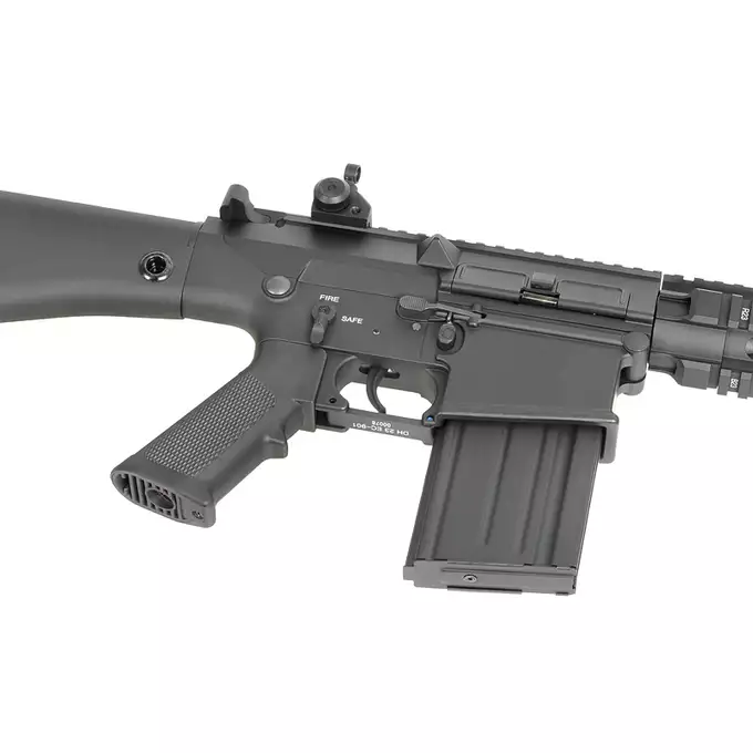 [Zestaw] Replika Airsoftowa EC-901 Edycja Advanced (ulepszony gearbox) - Black [E&amp;C] + Polimerowy magazynek Mid-Cap na 220 kulek do AR-10/SR25 - Black