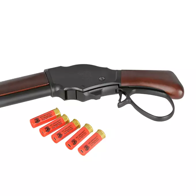 [Zestaw] Replika strzelby M1887 Lever Action - Real Wood [S&amp;T] + Zestaw 5 Naboi na 3 Kulek do Strzelby M1887 Green Gaz [S&amp;T]