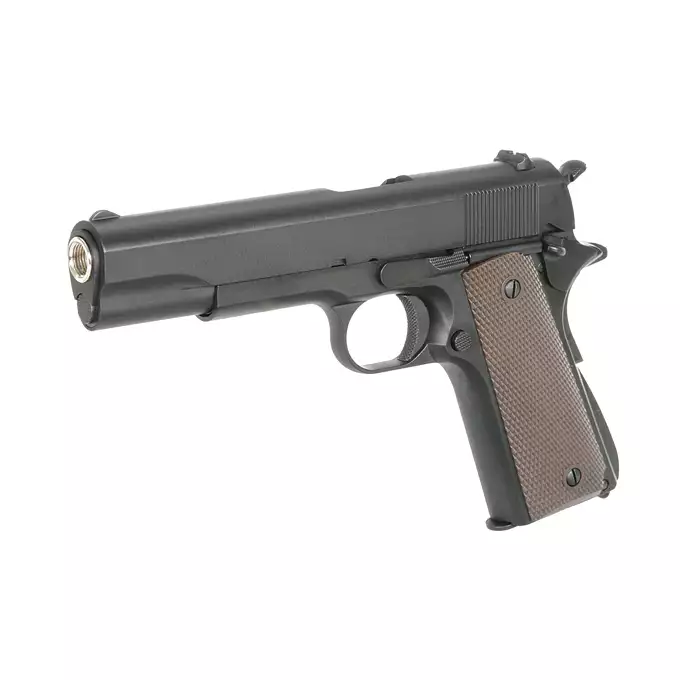 [Zestaw] Replika pistoletu 1911 z systemem Gas Blowback (GBB) - Black [Golden Eagle] + Standard Performance Green Gas 500ml [Nimrod]