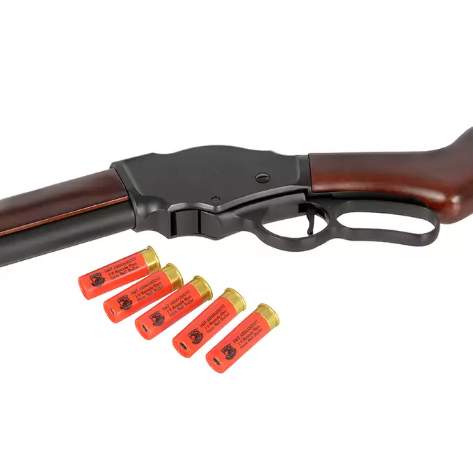 [Zestaw] Replika Strzelby M1887 Lever Action Long - Real Wood [S&amp;T] + Zestaw 5 Naboi na 3 Kulek do Strzelby M1887 Green Gaz [S&amp;T]