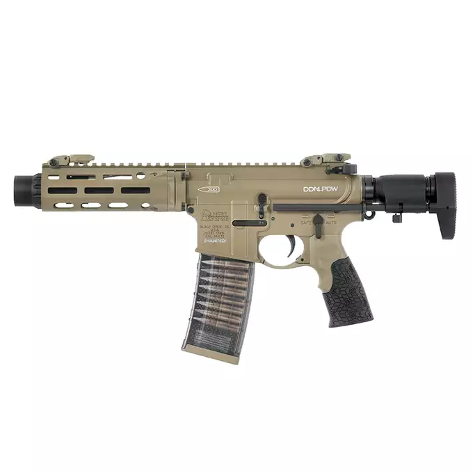 [Zestaw] Gazowa replika Daniel Defense DDM4 CQB PDW - Tan [EMG] + Magazynek LANCER L5 300blk AWN Green Gaz do karabinków gazowych CGS, MWS - FDE [EMG]