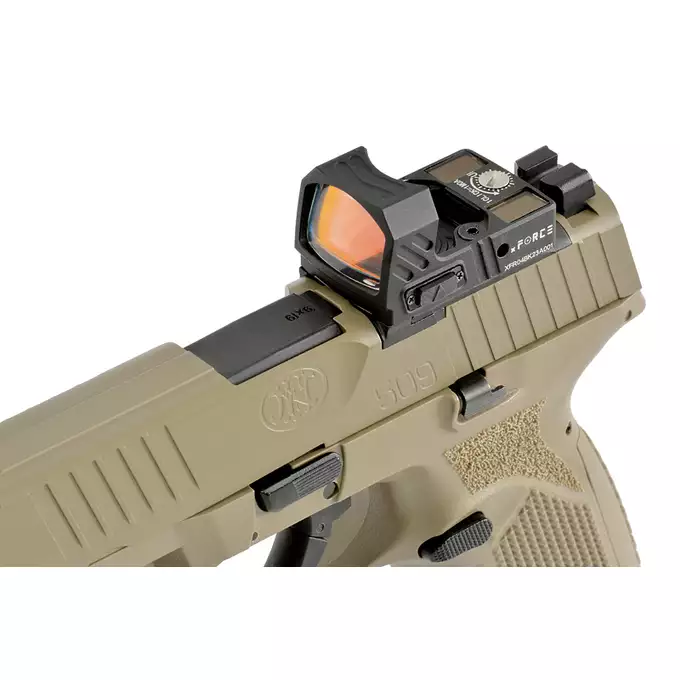 [Zestaw] Replika Pistoletu FN 509 GBB - Tan [Cybergun] + Mikrokolimator pistoletowy - Black [PCS]
