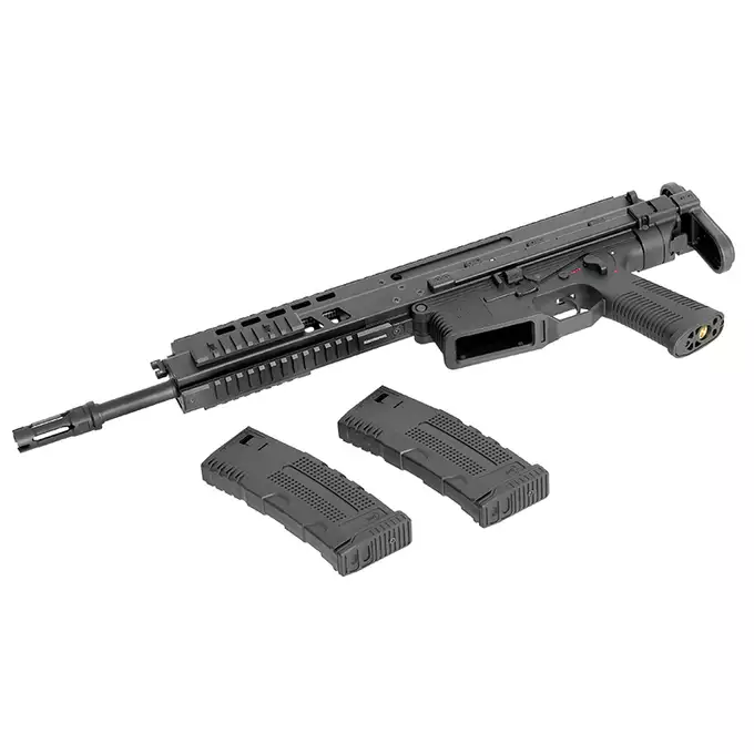 [Zestaw] Replika karabinka B&amp;T APC 556 ETU - Black [ASG] + Polimerowy magazynek STRIKE MAG na 210 kulek do M4/AR15 [EMG]