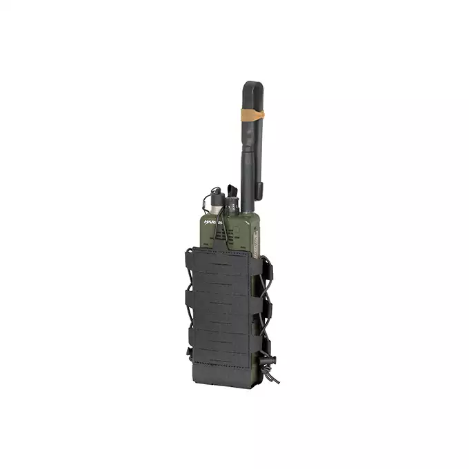 Laser Cut Radio / Bottle Pouch with Adjustable Shockcord - Black [8FIELDS]