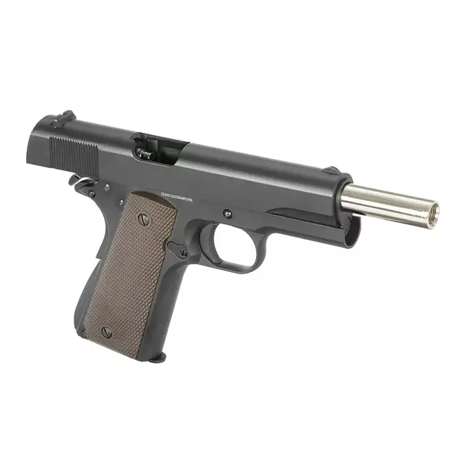[Zestaw] Replika pistoletu 1911 z systemem Gas Blowback (GBB) - Black [Golden Eagle] + Standard Performance Green Gas 500ml [Nimrod]