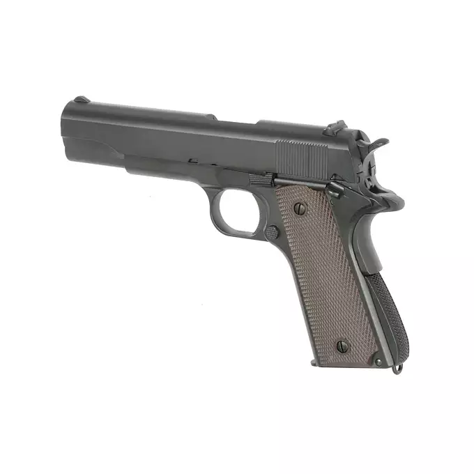 [Zestaw] Replika pistoletu 1911 z systemem Gas Blowback (GBB) - Black [Golden Eagle] + Standard Performance Green Gas 500ml [Nimrod]