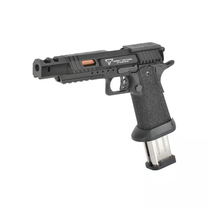 [Zestaw] Replika pistoletu TTI Combat Master Alpha - Black [JAG Arms] + Długi magazynek do modeli Hi-Capa R501/R603/R604 - Silver [JAG Arms]