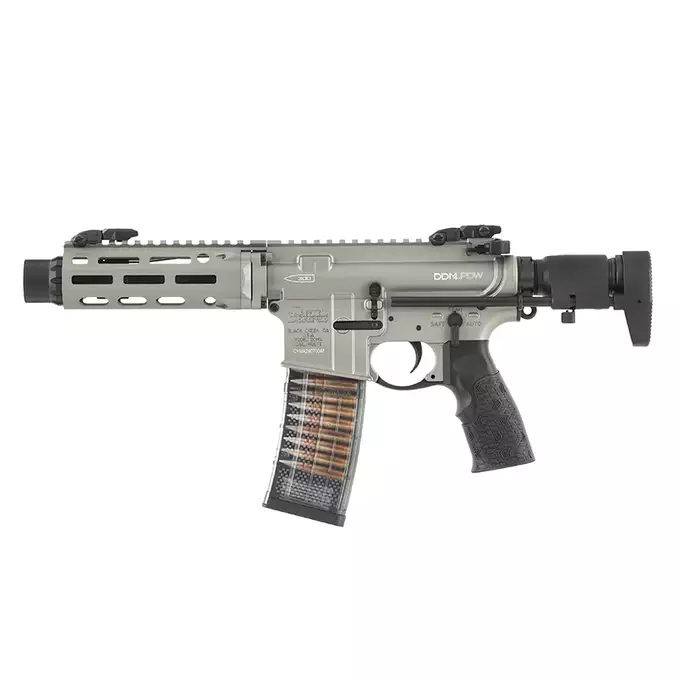 [Zestaw] Gazowa replika Daniel Defense DDM4 CQB PDW - GREY [EMG] + Magazynek LANCER L5 300blk AWN Green Gaz do karabinków gazowych CGS, MWS - Black [EMG]