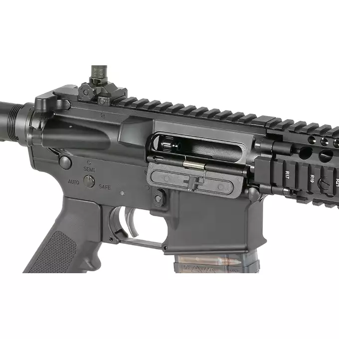 [Zestaw] Replika Gazowa Karabinka Daniel Defense DDMK18 - Black [EMG] + 30-kulkowy gazowy magazynek treningowy Lancer L5AWM 5.56 - niebieski [EMG]