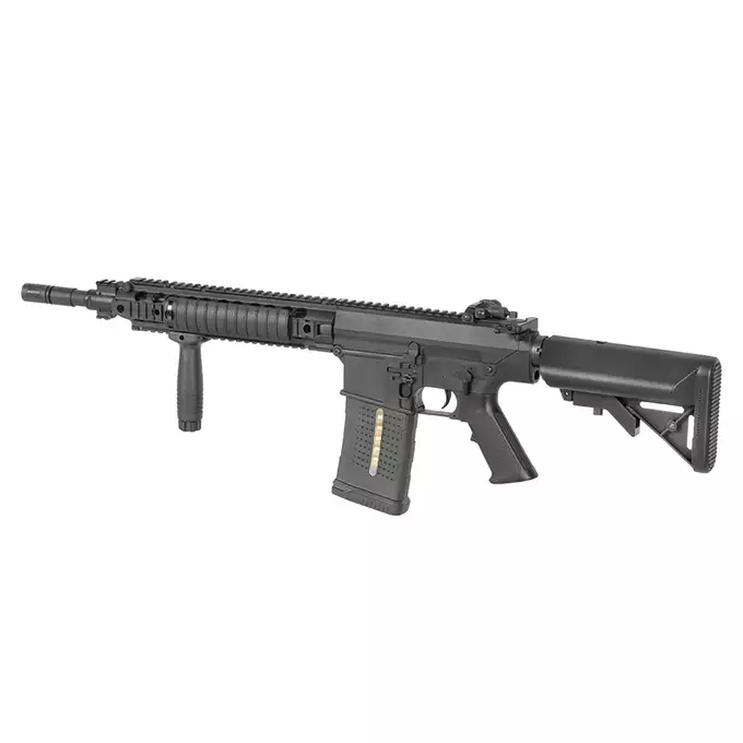 [Zestaw] Replika Karabinu Samopowtarzalnego MK11 Short Sportsline [A&amp;K] + Polimerowy magazynek Mid-Cap na 220 kulek do AR-10/SR25 - Black