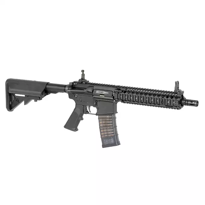 [Zestaw] Replika Gazowa Karabinka Daniel Defense DDMK18 - Black [EMG] + 30-kulkowy gazowy magazynek treningowy Lancer L5AWM 5.56 - niebieski [EMG]