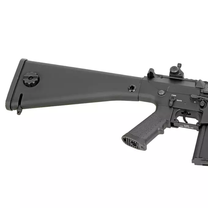 [Zestaw] Replika Airsoftowa EC-901 Edycja Advanced (ulepszony gearbox) - Black [E&amp;C] + Polimerowy magazynek Mid-Cap na 220 kulek do AR-10/SR25 - Black