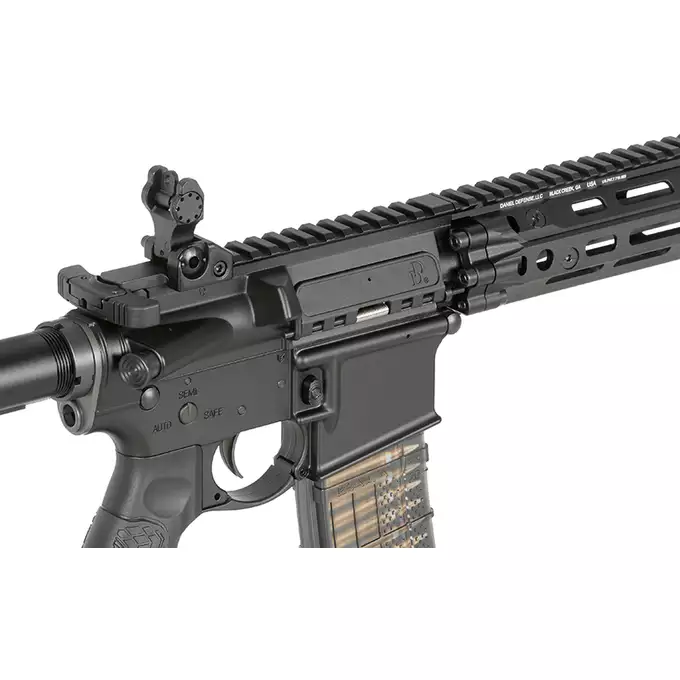 [Zestaw] Replika gazowa karabinka Daniel Defense DDM4 MK18 RIII 12.5 Lightning Serie - Black [EMG] + 30-kulkowy gazowy magazynek treningowy Lancer L5AWM 5.56 - niebieski [EMG]