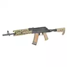 [Zestaw] Replika Karabinka Strike Industries AK-TRAX ETU Eshooter - Tan [EMG] + Stalowy Mid-Cap na 140 kulek do AK74 - Black [BattleAxe]