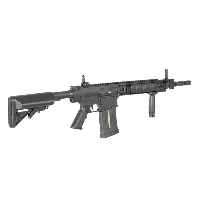 [Zestaw] Replika Karabinu Samopowtarzalnego MK11 Short Sportsline [A&amp;K] + Polimerowy magazynek Mid-Cap na 220 kulek do AR-10/SR25 - Black