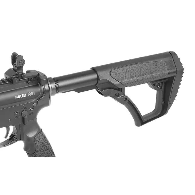 [Zestaw] Replika gazowa karabinka Daniel Defense DDM4 MK18 RIII 9.5 Lightning Serie - BLACK [EMG] + 30-kulkowy gazowy magazynek treningowy Lancer L5AWM 5.56 - niebieski [EMG]