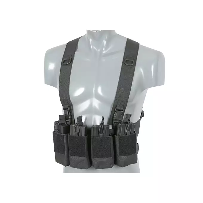 [Zestaw] Kamizelka Chest-rig Laser-Cut z ładownicami AR/AK - Czarna [8Fields] + Ładownica na radio Laser Cut - Czarna [8FIELDS] + Duża ładownica Laser-Cut ogólnego przeznaczenia - Black [8FIELDS]