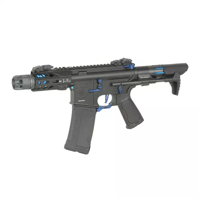 [Zestaw] Replika Karabinka Strike industries 4" Raiders Competition PDW, GEN-2 - Blue [EMG] + Ładowarka V3+ do akumulatorów LiPo/LiFe [IPower] + Akumulator Li-Po 1100mAh 11,1V 20C - Deans [IPower]