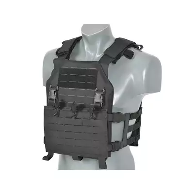 [Zestaw] Kamizelka Assault Plate Carrier Laser-Cut Buckle Up z ładownicą na magazynki AR15/AK - Czarna [8Fields] + Duża ładownica Laser-Cut ogólnego przeznaczenia - Black [8FIELDS] + Panel Buckle Up Laser-Cut na 6 magazynków AR15/AK - Czarny [8Fields]