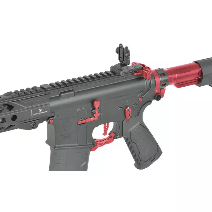 [Zestaw] Replika Karabinka Strike industries 13.5" Raiders Competition Carbine - Red [EMG] + Ładowarka V3+ do akumulatorów LiPo/LiFe [IPower] + Akumulator Li-Po 1100mAh 11,1V 20C - Deans [IPower]