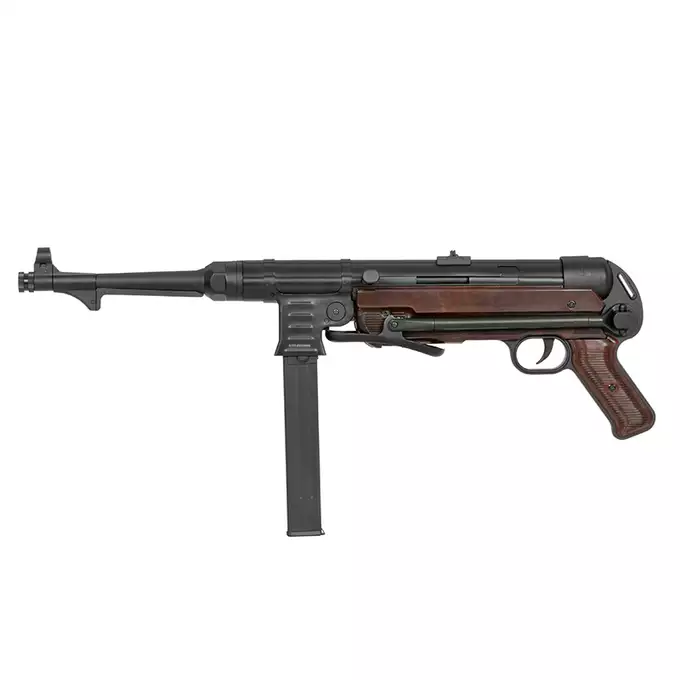 [Zestaw] Replika pistoletu maszynowego MP40 Full Metal AEG - Brown [AGM] + Akumulator Li-Po 1100mAh 7,4V 20C [IPower] + Ładowarka V3+ do akumulatorów LiPo/LiFe [IPower]