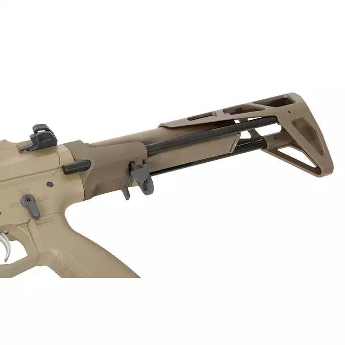 [Zestaw] M923G DEX556 5.56 - Tan [DE Airsoft] + Polimerowy magazynek STRIKE MAG 210 kulek do M4/AR15 - TAN [EMG]