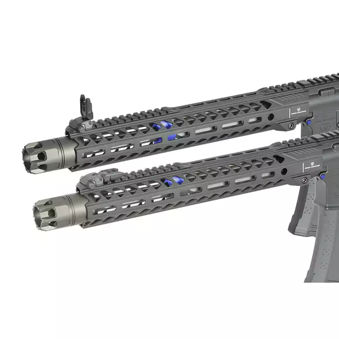 [Zestaw] Replika Karabinka Strike industries 13.5" Raiders Competition Carbine - Blue [EMG] + Ładowarka V3+ do akumulatorów LiPo/LiFe [IPower] + Akumulator Li-Po 1100mAh 11,1V 20C - Deans [IPower]
