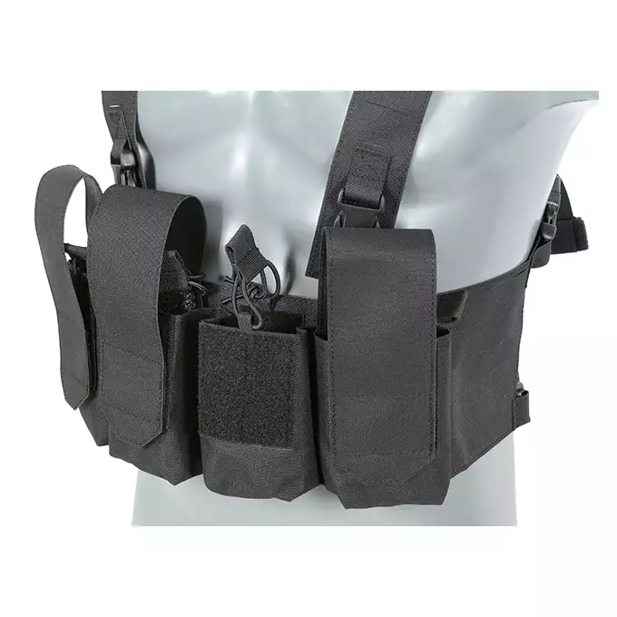 [Zestaw] Kamizelka Chest-rig Laser-Cut z ładownicami AR/AK - Czarna [8Fields] + Ładownica na radio Laser Cut - Czarna [8FIELDS] + Duża ładownica Laser-Cut ogólnego przeznaczenia - Black [8FIELDS]
