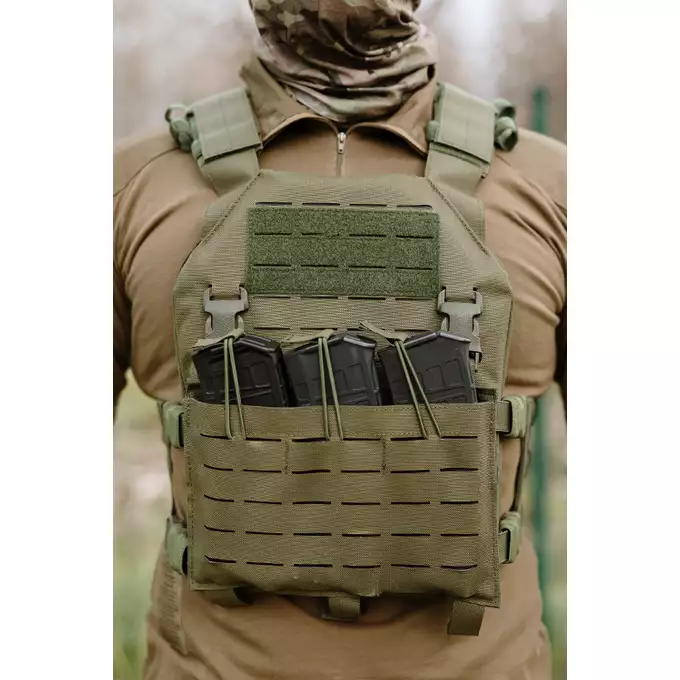 [Zestaw] Kamizelka Assault Plate Carrier Laser-Cut, Buckle-Up z ładownicą na magazynki AR15/AK - Olive [8Fields] + Duża ładownica Laser-Cut ogólnego przeznaczenia - Olive [8FIELDS] + Panel Buckle Up Laser-Cut na 6 magazynków AR15/AK - Olive [8Fields]