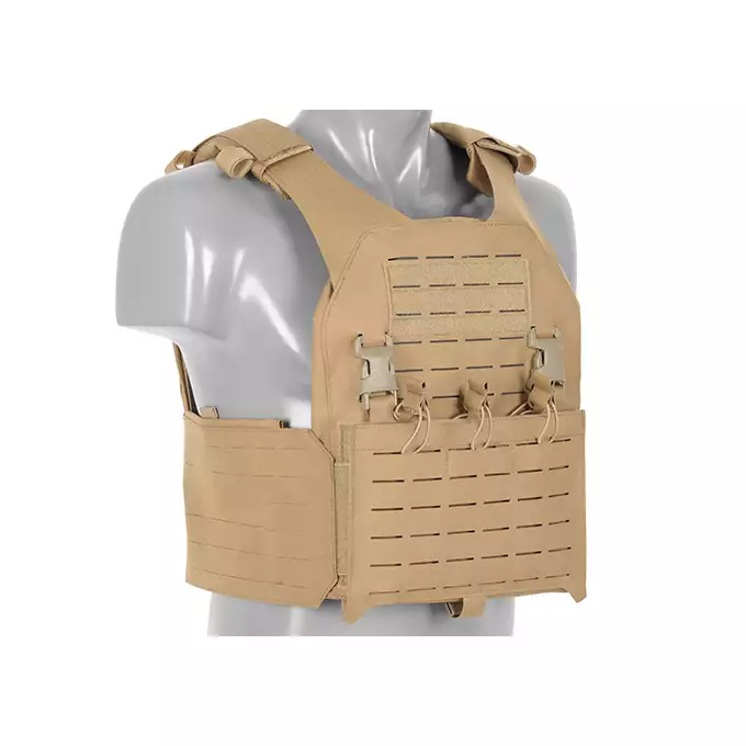 QRF Plate Carrier Laser-Cut Buckle Up with AR15/AK Magazine Pouch - Tan [8FIELDS]