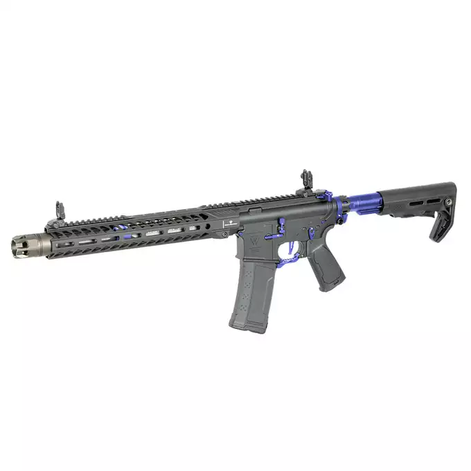 [Zestaw] Replika Karabinka Strike industries 13.5" Raiders Competition Carbine - Blue [EMG] + Ładowarka V3+ do akumulatorów LiPo/LiFe [IPower] + Akumulator Li-Po 1100mAh 11,1V 20C - Deans [IPower]