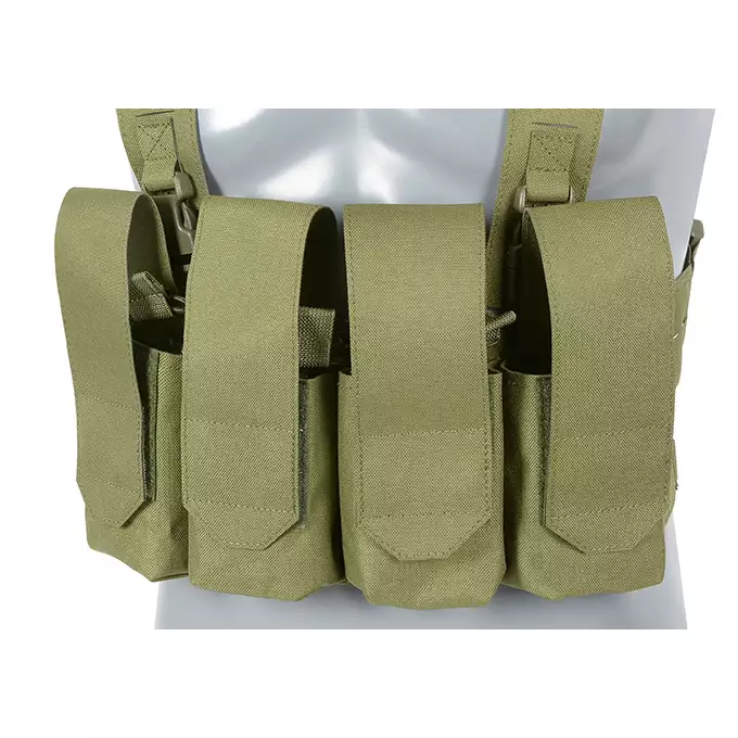 [Zestaw] Kamizelka Chest-rig Laser-Cut z ładownicami AR/AK - Olive [8Fields] + Ładownica na radio Laser Cut - Olive [8FIELDS] + Pojedyncza ładownica pistoletowa Laser-Cut z klapą - Olive [8Fields]