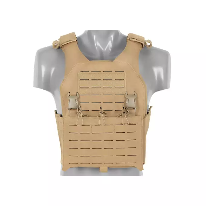 QRF Plate Carrier Laser-Cut Buckle Up with AR15/AK Magazine Pouch - Tan [8FIELDS]