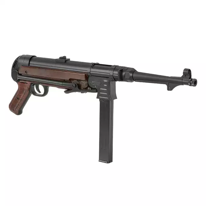 [Zestaw] Replika pistoletu maszynowego MP40 Full Metal AEG - Brown [AGM] + Akumulator Li-Po 1100mAh 7,4V 20C [IPower] + Ładowarka V3+ do akumulatorów LiPo/LiFe [IPower]