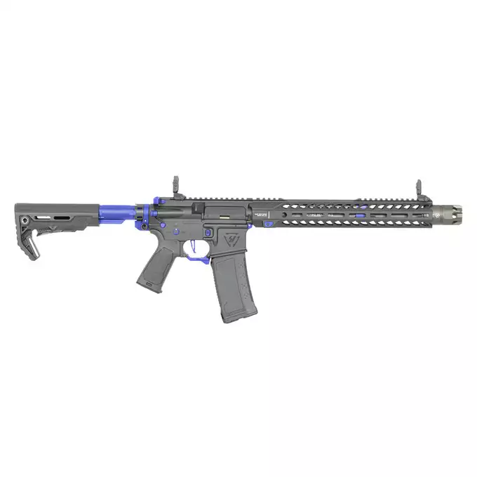 [Zestaw] Replika Karabinka Strike industries 13.5" Raiders Competition Carbine - Blue [EMG] + Ładowarka V3+ do akumulatorów LiPo/LiFe [IPower] + Akumulator Li-Po 1100mAh 11,1V 20C - Deans [IPower]