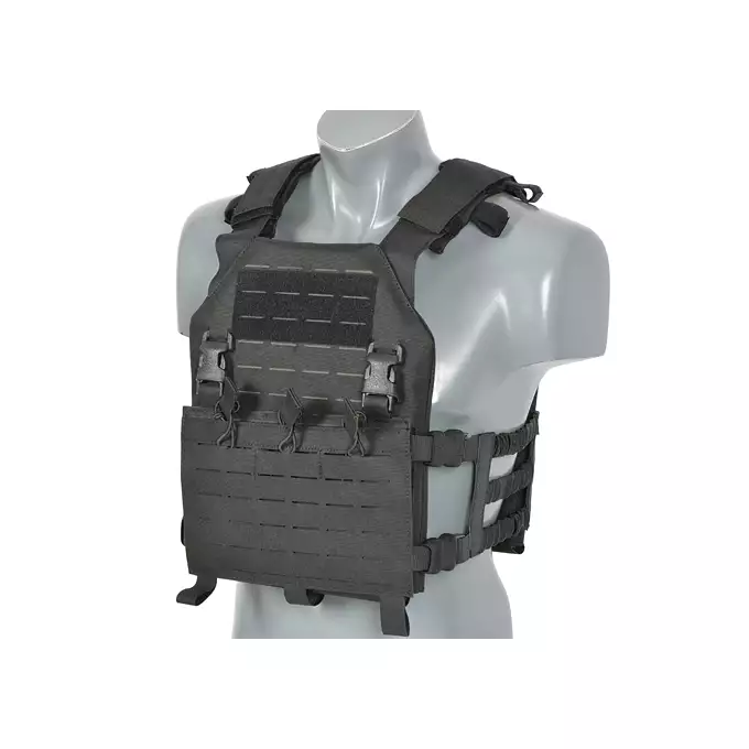 [Zestaw] Kamizelka Assault Plate Carrier Laser-Cut Buckle Up z ładownicą na magazynki AR/AK - Czarna [8Fields] + Duża ładownica Laser-Cut ogólnego przeznaczenia - Black [8FIELDS] + Panel Buckle Up Laser-Cut na 6 magazynków AR15/AK - Czarny [8Fields]
