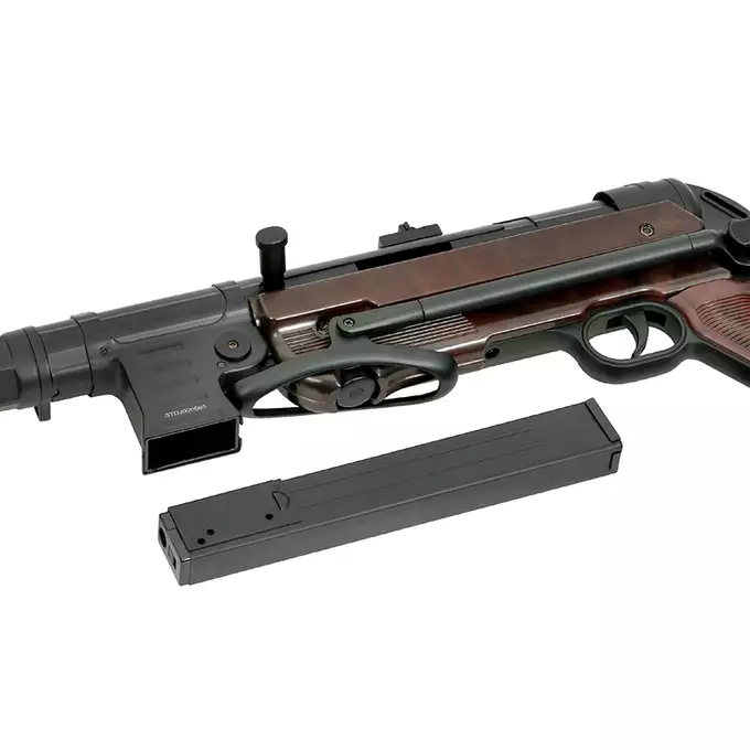[Zestaw] Replika pistoletu maszynowego MP40 Full Metal AEG - Brown [AGM] + Akumulator Li-Po 1100mAh 7,4V 20C [IPower] + Ładowarka V3+ do akumulatorów LiPo/LiFe [IPower]