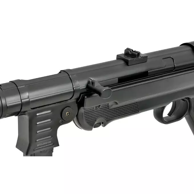 [Zestaw] Replika pistoletu maszynowego MP40 Full Metal AEG - Black [AGM] + Akumulator Li-Po 1100mAh 7,4V 20C [IPower] + Ładowarka V3+ do akumulatorów LiPo/LiFe [IPower]