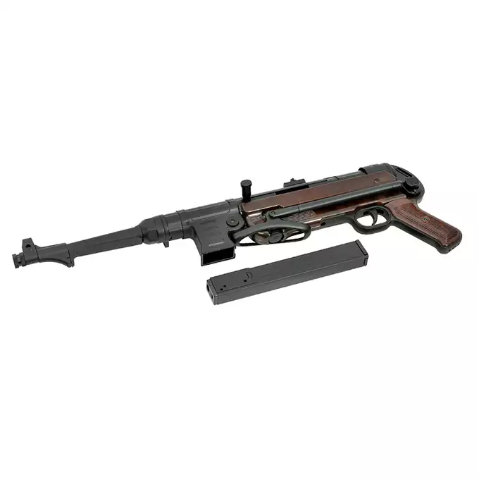[Zestaw] Replika pistoletu maszynowego MP40 Full Metal AEG - Brown [AGM] + Akumulator Li-Po 1100mAh 7,4V 20C [IPower] + Ładowarka V3+ do akumulatorów LiPo/LiFe [IPower]
