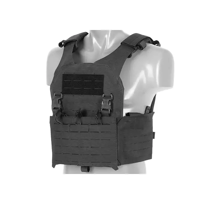 QRF Plate Carrier Laser-Cut Buckle Up with AR15/AK Magazine Pouch - Black [8FIELDS]